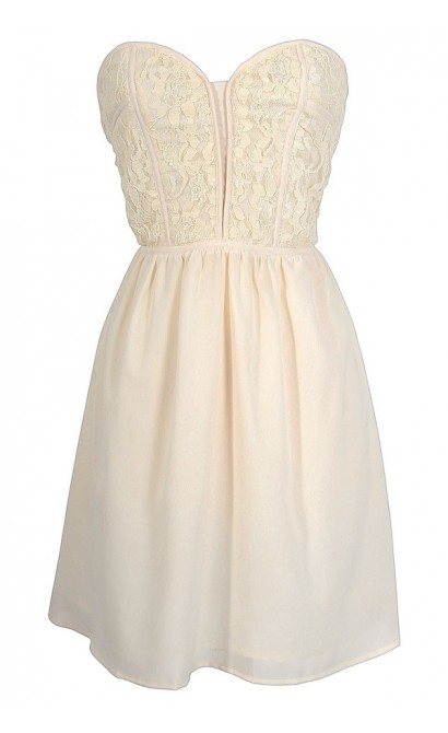 Alicia Lace Sweetheart Dress in Ivory